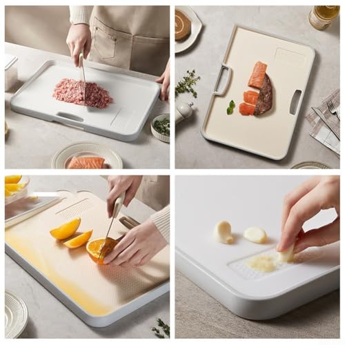 Planche à découper double face avec zone dédiée à râper l'ail