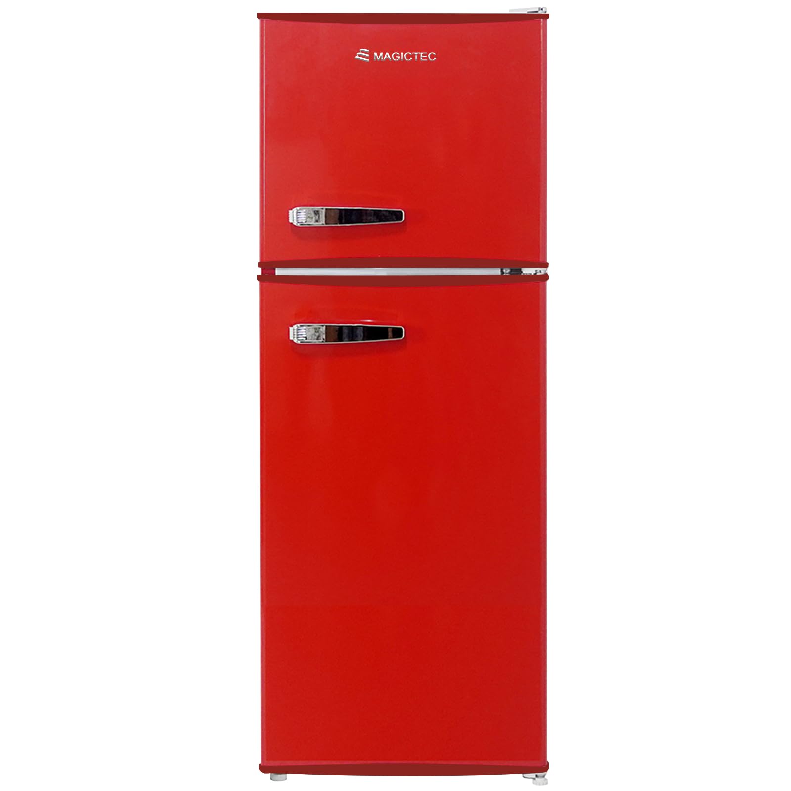 magictec Frigorífico retro con congelador | 120 l (88 l/32 l) | Low Frost | Combinación frigorífico-congelador | Diseño vintage | Iluminación LED | Rojo