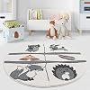 payé Vloerkleed rond kinderkamer – crème – 120x120cm – speeltapijt met schattige bosdieren laagpolig kindertapijt…