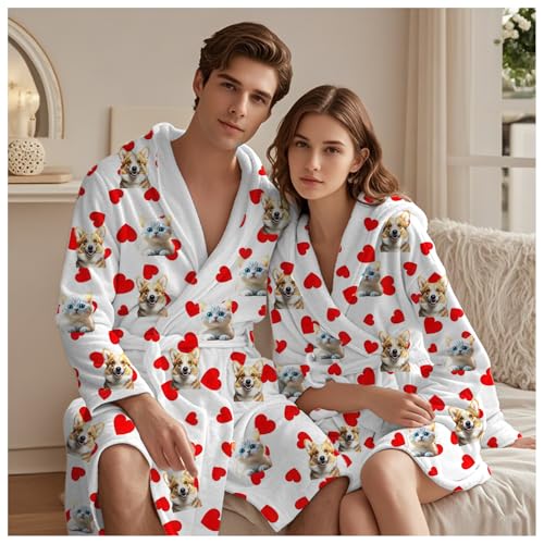 Personalised Mens Womens Robe Dressing Gown, Custom Bathrobe with Face Photo, Gift Idea for Couples Family3