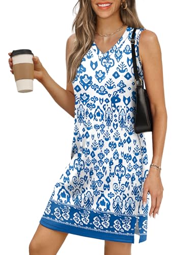 Image of BKRIVE V-Neck Summer Casual Beach Dresses for Women 2026 Vacation Women's Sleeveless Sundress with Split