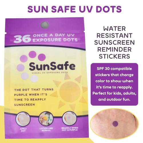 Image of Pro White Sun Safe UV Dots- Water-Resistant Sunblock Stickers Protect Skin with SPF 30 Coverage- Track Sun Exposure with Easy-to-Use Sunscreen Dot- Ideal for Beach Days & Outdoor Fun-2 pack