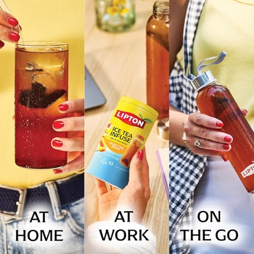 Image of Lipton Ice Tea Infuse Black Tea Peach Cold Brew Tea Bags for On-The-Go or At Home 10 Tea Bags (Pack of 6)