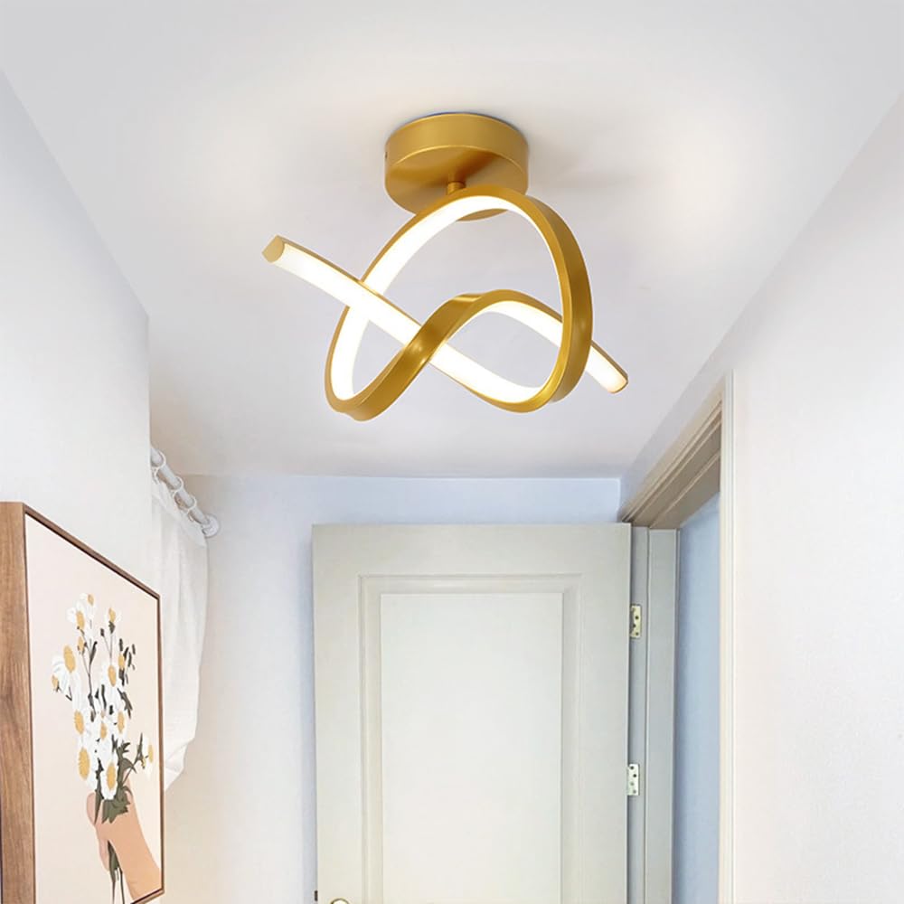 Nowoczesna Sufitowa Led 50 W, Oprawa Sufitowa, Pierścień, Półpłaska, Sufitowa, Złoty Metalowy Żyrandol, Lampy Sufitowe Do Korytarza, Ganku, Przedpokoju