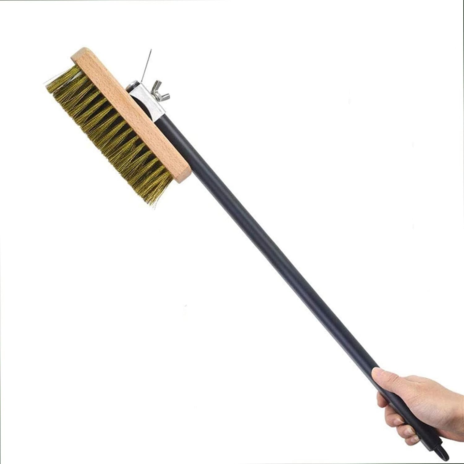 Pizza Oven Cleaning Brush, Aluminum/Wooden Handle Brass