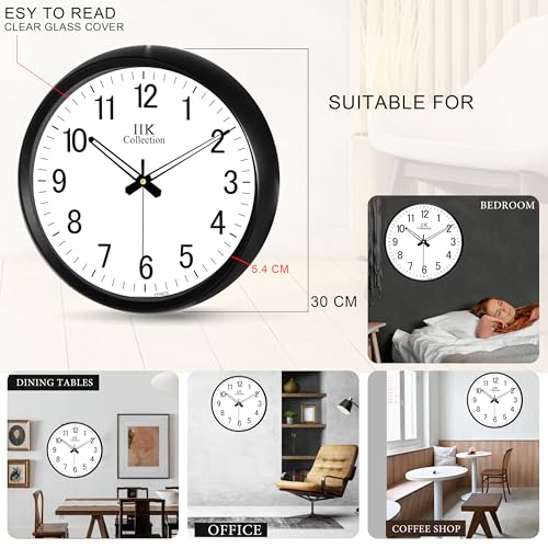 Image of IIK Collection 12-Inch Plastic Designer Analogue Sweep Silent (No Tic-Tic Sound) Quartz Movement Round Wall Clock for Home, Wall Clock for Living Room, Bedroom, (30 Cm X 30 Cm X 6 Cm), Multicolor