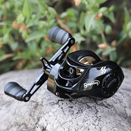 Image of Sougayilang Baitcasting Reels, Super Smooth Baitcast Reel with Magnetic Braking System Baitcaster Reel-Black-Left