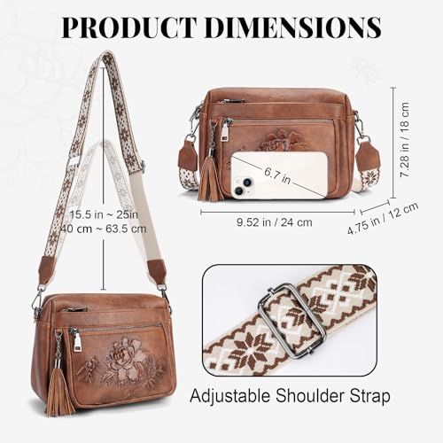 Image of Crossbody Bags for Women, Vegan Leather Embossed Crossbody Purse | Trendy Lightweight Design with Adjustable Strap, Spacious Interior for Daily Essentials, Ideal for Travel and Gift Giving