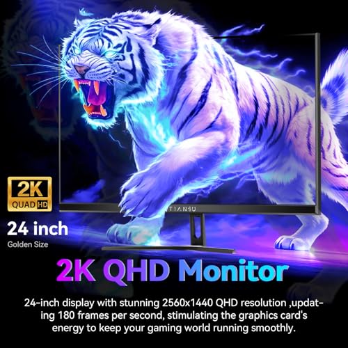 Image of 24 inch QHD 180Hz IPS Gaming Monitor,1ms FreeSync,100%sRGB,95%DCI-P3,DP1.4,VESA | 1440P 2K HDMI 2.0 Stereo Speakers Eye Saver Mode Competitive-grade refresh for play for Xbox PS5 Switch gaming office