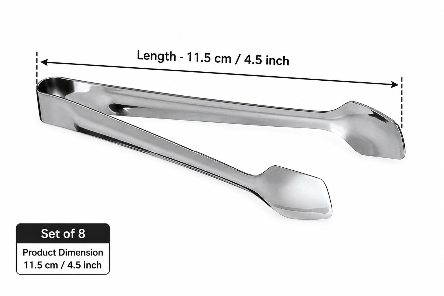 Dynore Stainless Steel Sugar Tong- Set of 8 2