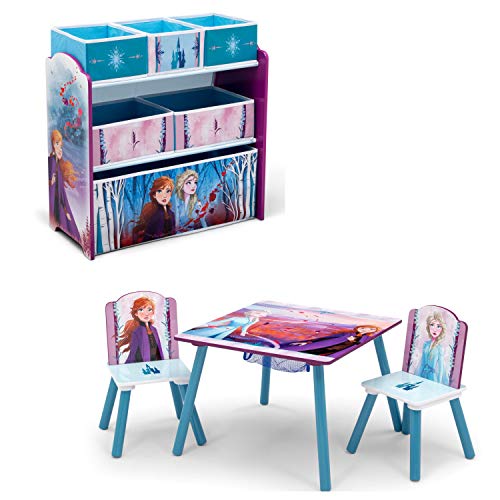 Delta Children Kids Table and Chair Set with Storage (2 Chairs Included) Plus Design & Store 6 Bin Toy Storage Organizer - Ideal for Arts & Crafts,...