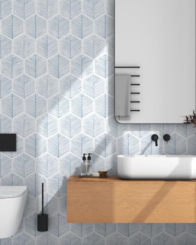 Image of OSECAGE Geometric Peel and Stick Wallpaper Blue Contact Paper 17.3''x78.8''