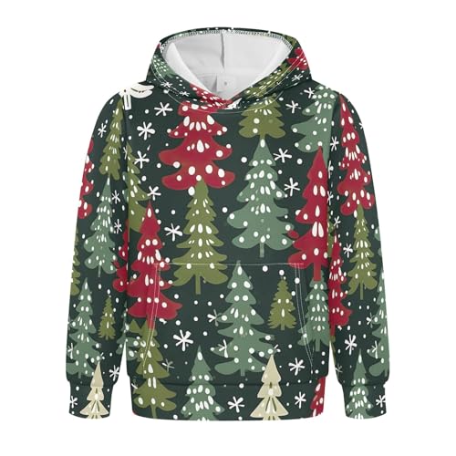 Kids Hoodies Sweaters Christmas Xmas Trees Hooded Sweatshirts with Big Pockets for Boys Girls B0400322