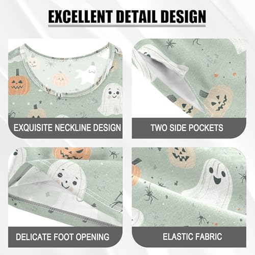 Halloween Ghosts Pumpkin Pajama Set Pajamas Sleepwear Nightwear Loungewear Clothes Set B04050484