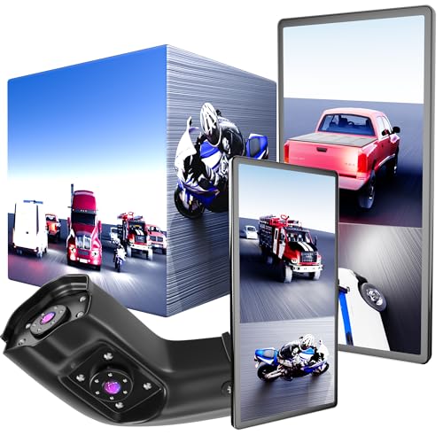 SLARY 4CH Channel 360 AHD 10.36' Monitor Touch Screen Loop Recording Display Left and Right Electronic Side View Mirror BSD DVR Dash Backup Camera Side Blind Areas IR Waterproof for Truck