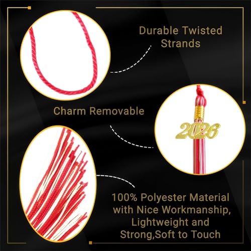 Image of Red and White Graduation Tassel 2026 for Grad Cap and Graduation Ceremony Accessory Decoration