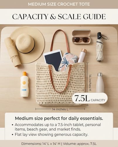 Bolso tejido tipo tote para mujer con cremallera y forro miniatura 5