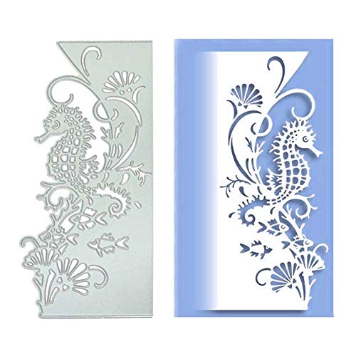 litty089 Mothcattl Matrices De Découpe, Coupe De Poisson De Coquille D'hippocampe Die Scrapbooking Papier Artisanat Carte Faisant Album Décor Argent Cover