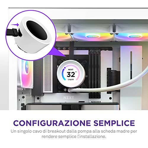 Kraken Elite RGB 360- RL-KR36E-W1-360mm AIO CPU Liquid Cooler - Customizable 2.36" Wide-Angle LCD Display for GIFs, Images, Performance Metrics - 3 x F120 RGB Core Fans - White - Sistema di raffreddamento - Immagine 5