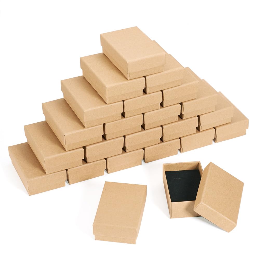 Boîtes de rangement pour bracelets et pendentifs en carton marron clair