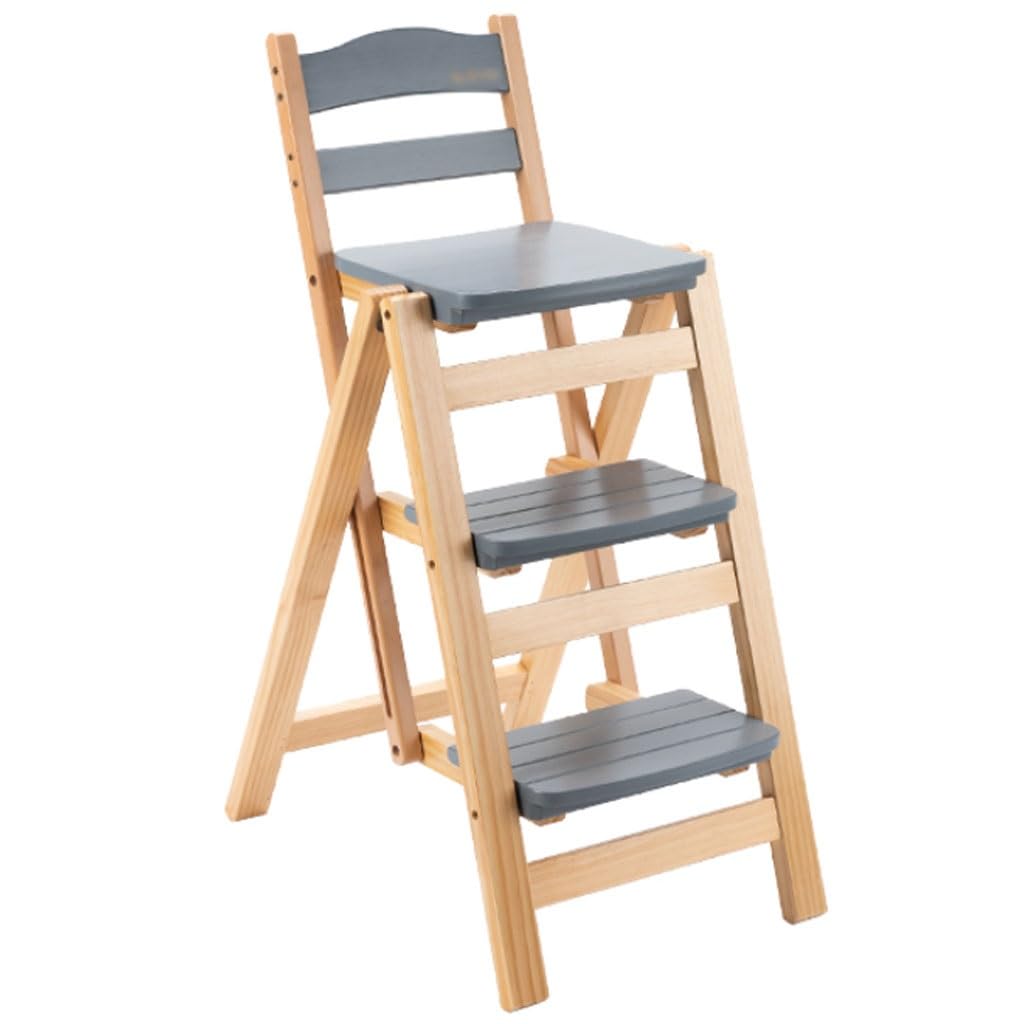 GWBoiuyQETM Multifunctional Folding Ladder Chair with Storage Rack Portable Space-Saving Home Solution