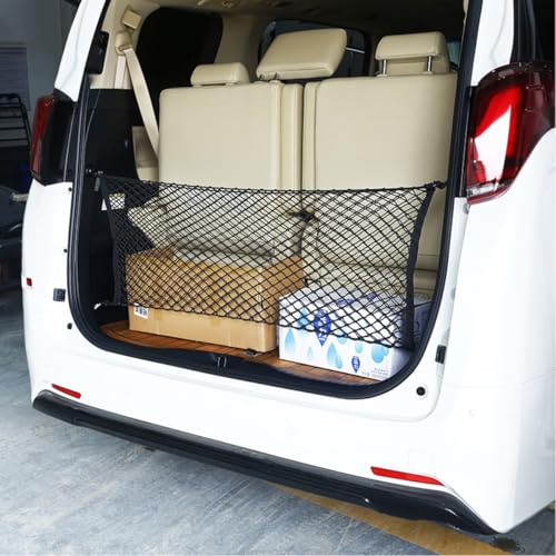 Ywdiml Car Rear Cargo Net, Adjustable Elastic Vehicle Double-Layer Mesh Storage Bag with Hooks, Stretchable Automotive Trunk Organizer Net, Universal for Sedan, RV, Truck (35.43\" x 15.74\") - Thumbnail 6