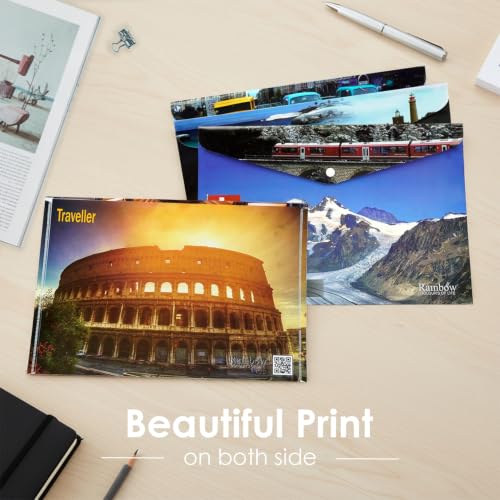 Image of Shuban A4 Plastic File Folder Document Organizer, Plastic File Holder with Snap Button, Waterproof Certificate Folder for Office, School, Home (Style-7-Printed Folder- 4 Pcs -Multi Design)