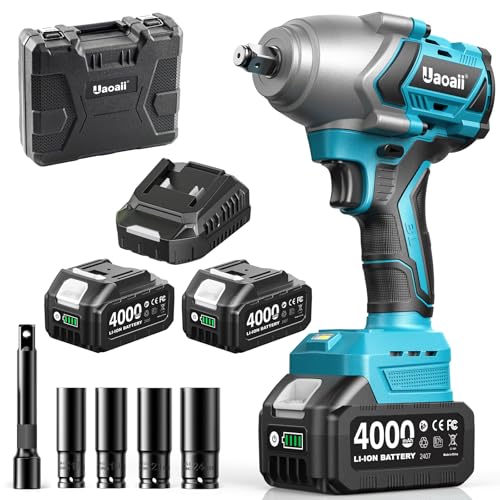 Uaoaii Clé à choc sans fil 1400 Nm 1/2', moteur brushless...