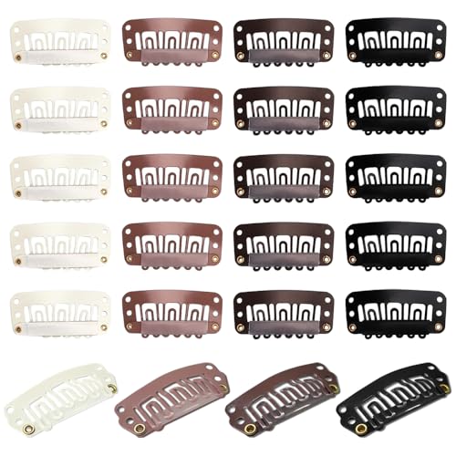 TRKETK 100 clips de metal en forma de U de 32 mm con 6 dientes para extensiones de cabello sin costuras