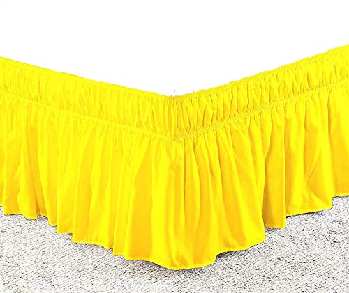 Bed Skirt Wrap Around Lemon Yellow 600Microfiber with Easy Fit with 21'' Inch Tailored Drop - Shrinkage and Fade Resistant with Microfiber 21'' Bed Skirt Queen Size [60'' x 80'']-image-47