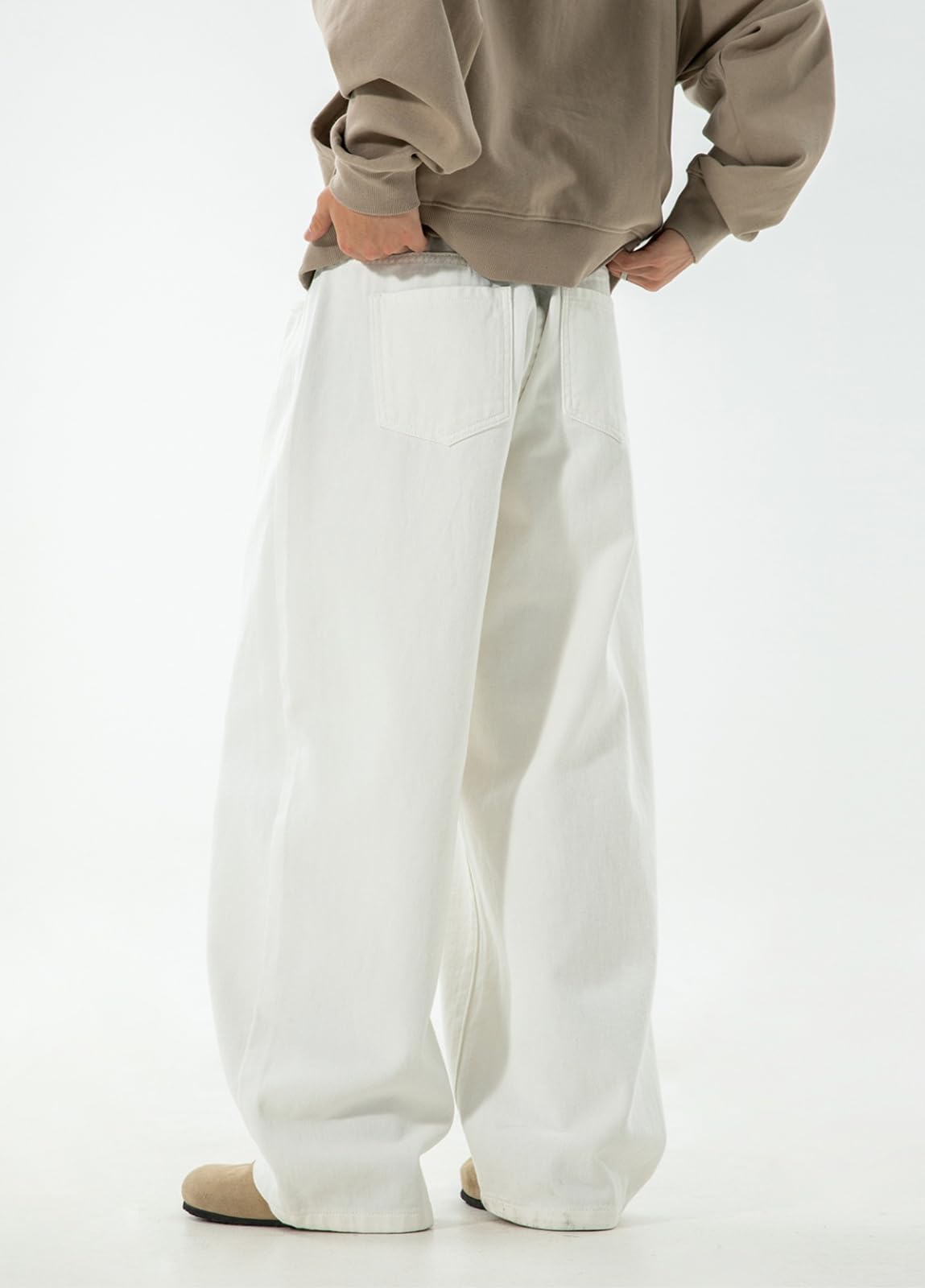 PADOLA Jeans Uomo Vintage Baggy Vita Elastica Pantaloni Lavoro Larghi Finitura Lavata Lavaggio Sbiadito Multi Tasche