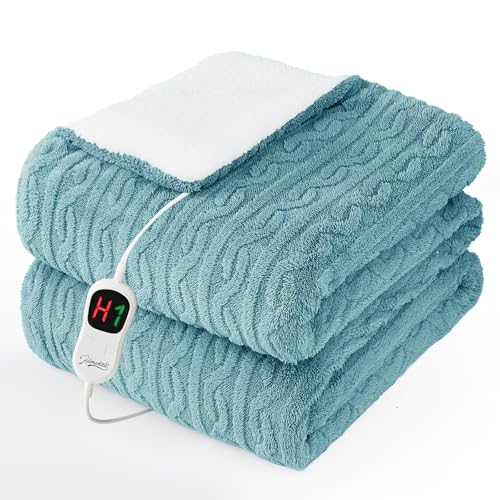 Image of Homemate Electric Heated Blanket Full Size - 72 inchx84 inch Heating Bed Blankets Throw with 8 Hours Auto Off 10 Heating Levels Fast Heating Over-Heated Protection Soft Warm Flannel Bed ETL Certified