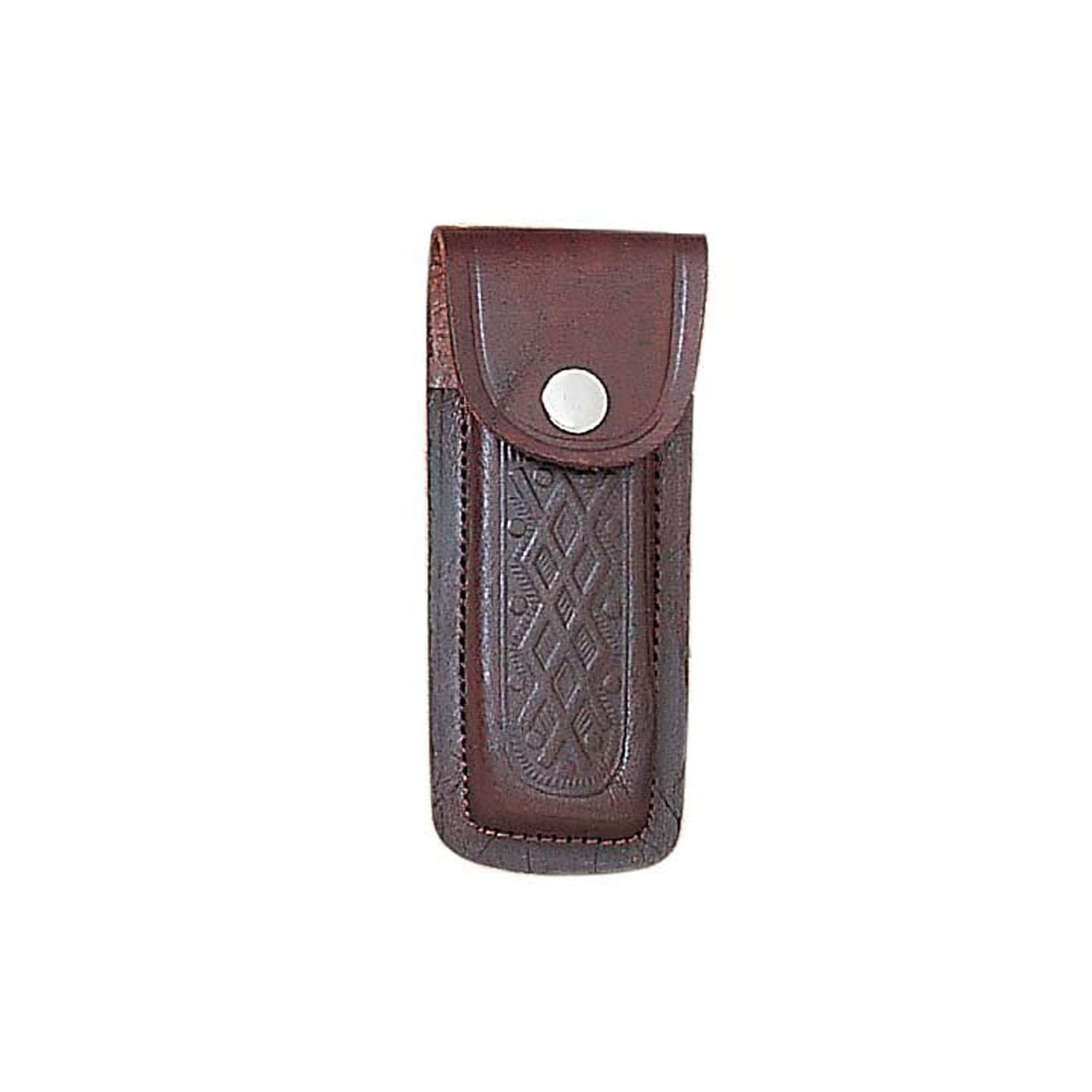 Effortless Edge: The 5" Brown Printed Leather Sheath That Complements Your Everyday Carry