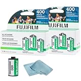 FUJIFILM 400 Color Negative Film (35mm Roll Film, 36 Exposures, 6-Rolls, 2-Pack) + BluebirdSales Microfiber Cleaning Cloth