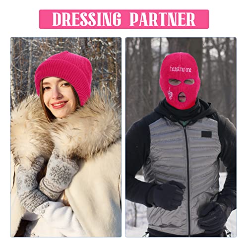 Vicenpal Winter Ski Mask For Men 3 Hole Balaclava Knitted Beanie Full Face Cover For Men Women Sport (Rose Red) #TOP5