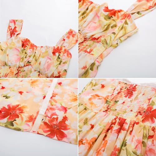 Image of GRACE KARIN 2026 Women's Summer Floral Wedding Guest Dress,Beach Flowy A Line Maxi Off Shoulder Bridesmaid Dresses