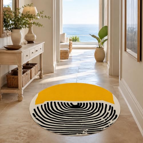 Tapis jaune et noir 150 cm pour un entretien facile et rapide - 2