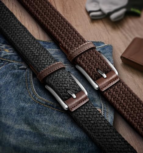 BULLIANT Men Golf Belt,Stretch Women Braided Belt for Men casual Sports Golf Snug Fit 1 3/8"2