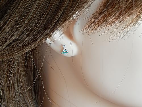 925 Sterling Silver (SET OF 3) Crystals Christmas Tree Santa Claus Candy cane Stud Earrings 284684