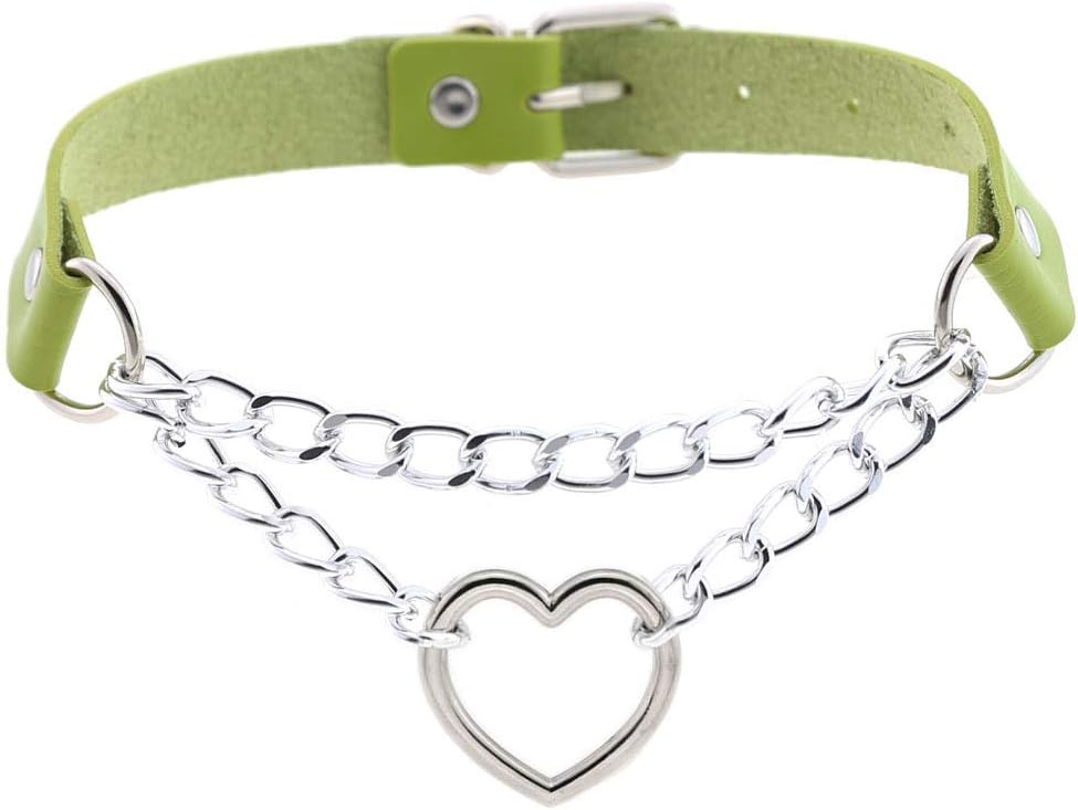 eYLun Women Heart Leather Choker Collar Necklace Goth Punk Rock Leather Pendant Necklaces