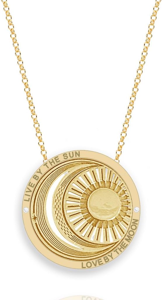 Minimalist Sun Moon Star Tarot Round Pendant Necklace Ins Cool 18K Gold Plated Stainless Steel Sweater Chain Titanium Steel Necklace Choker Chain