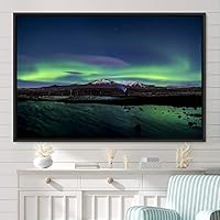 Framed Canvas Wall Art Dayspring Astronomy & Space Contemporary Cosmic Dramatic Green Group Photography Realism - 16x24 inches