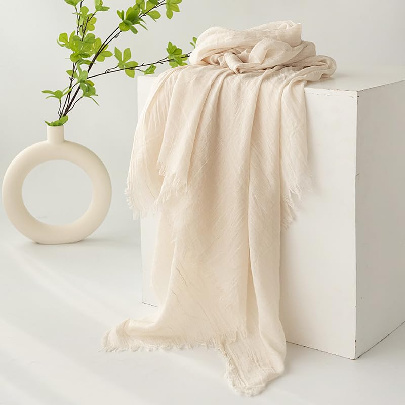Women Lightweight Cotton Linen Scarf Long Fringe Scarves Shawl for Spring Summer Season Travel2