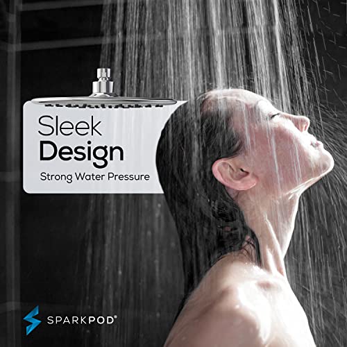 SparkPod 9.5 Inch Large Rain Shower Head - Luxury Rainfall Shower Head - High Pressure Showerhead, Full Body Coverage with Anti-Clog Silicone Nozzles -No Hassle, Easy Install (1/2 NPT, Chrome) - image 7