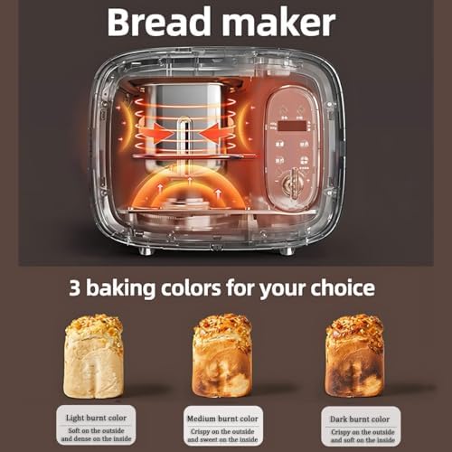 Fabricante de Pan 600g con 13 presets, Temporizador de retardo 15H, Mantener la función Caliente para los panes Frescos.Automatice el Amasado y la cocción.Sartén Antiadherente de Limpieza fácil.Ideal