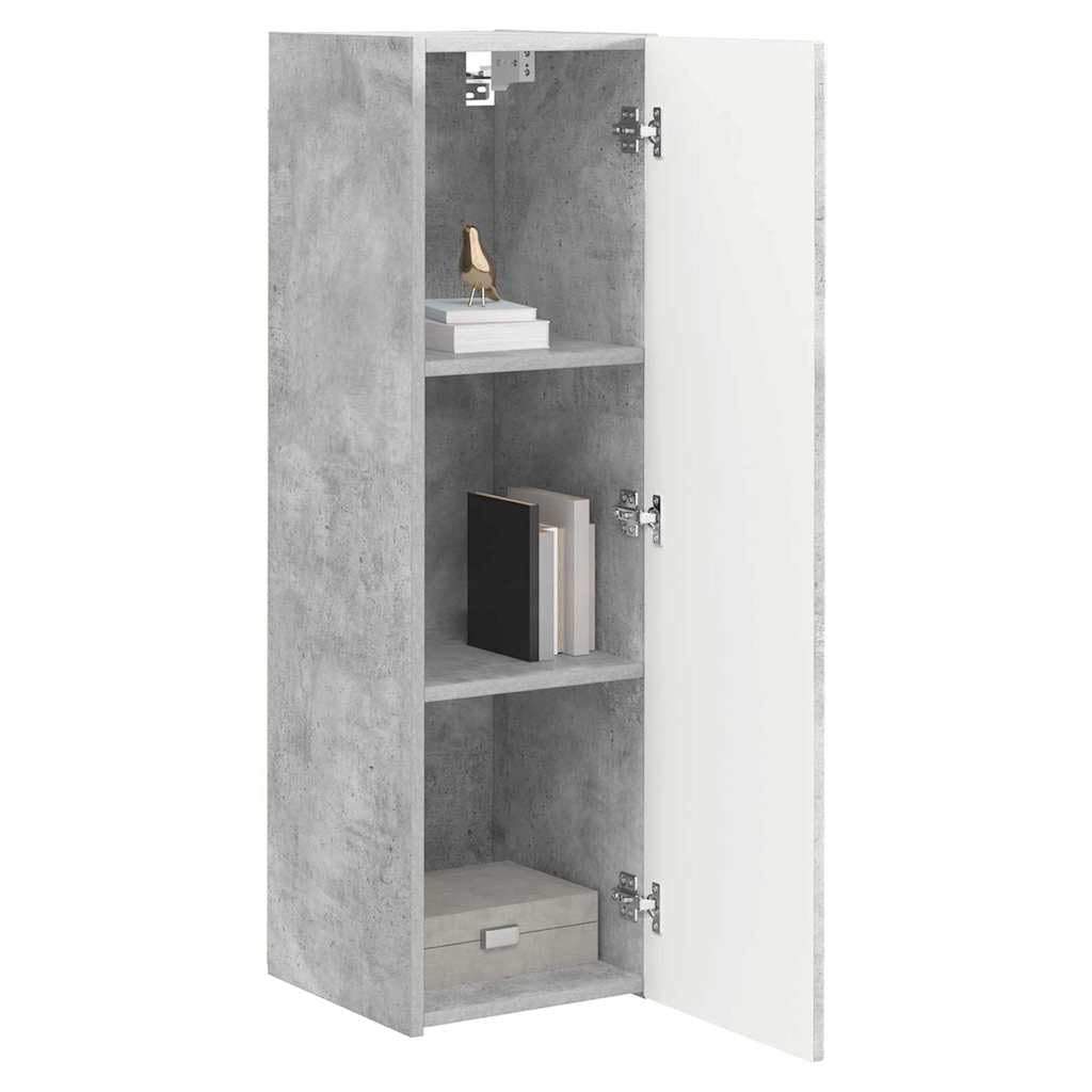 TV-Wandschrank 2er Set, Beton, 30x31x100 cm, Holzwerkstoff, Hängeschrank für Wohnzimmer, Media Center, platzsparend