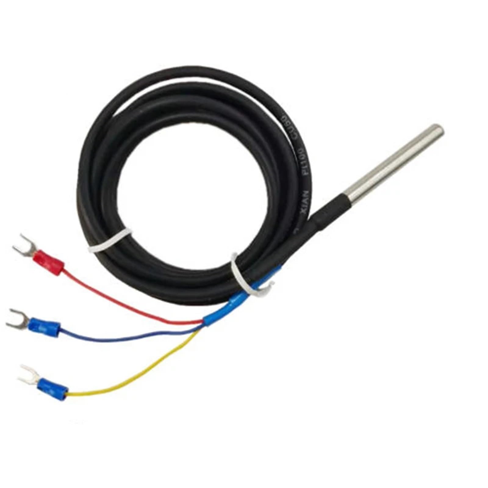 1 sonda PT100/CU50 de acero inoxidable 5 * 50, sensor de temperatura, termopar, resistencia térmica, cable de protección de silicona(PT100 Length 10m)