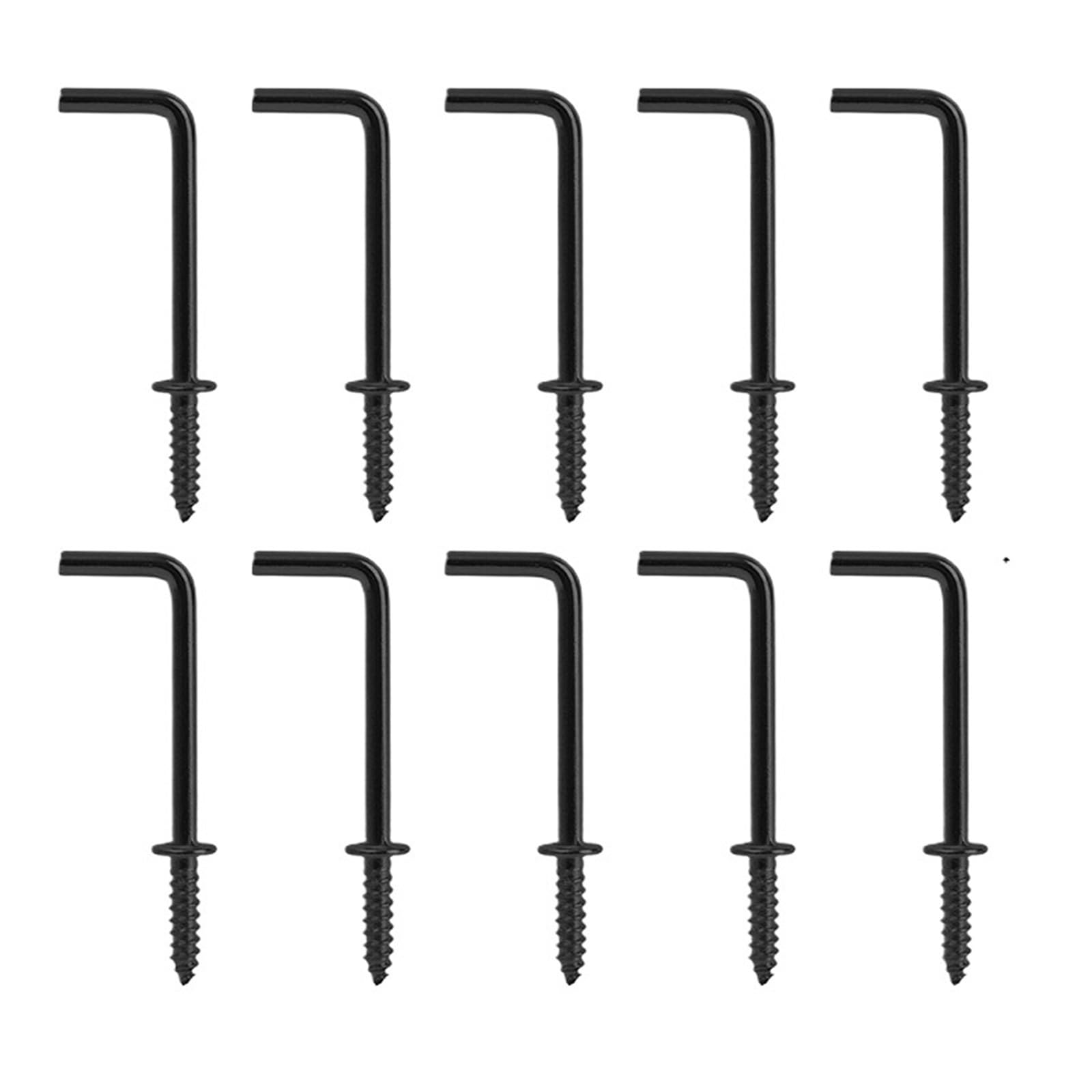 CIGPKLO L Shaped Hooks Screw Self Tapping Screw L-Shaped Hook Wall Mounting Hangers Right Angle Ceiling Hooks for Hanging Pictures(Black,50PCS)
