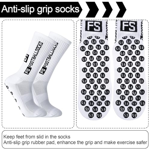 Image of DragonflyDreams Non Slip Sport Soccer Socks Anti Slip Football Baseball Unisex Athletic Socks with Grip Pads