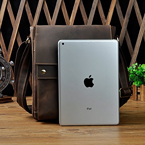 Le'aokuu Mens Casual Satchel Laptop Shoulder Sling Bag Travel University Designer Strap Cross-body Messenger Bag Leather4